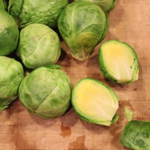 Steamed, trimmed and halved brussels sprouts